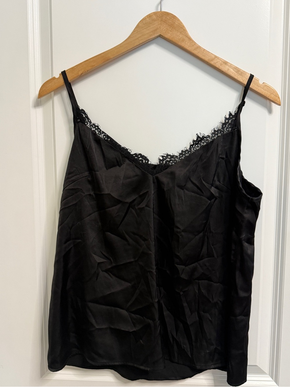 Amazon Black Satin Lace-Trim Cami Tank